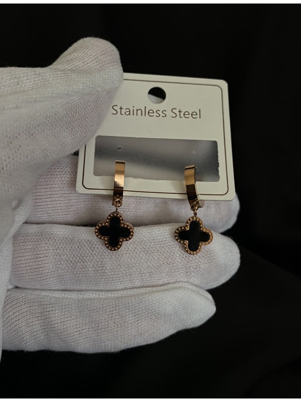 Сережки "Конюшина" застібка - кільце золотого кольору 31962