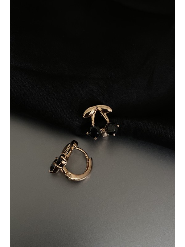 Сережки "Вишеньки" застібка - кільце золотого кольору 31963