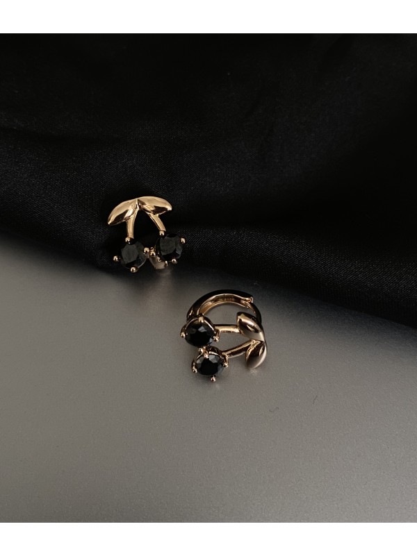 Сережки "Вишеньки" застібка - кільце золотого кольору 31963