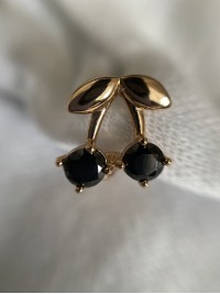 Сережки "Вишеньки" застібка - кільце золотого кольору 31963