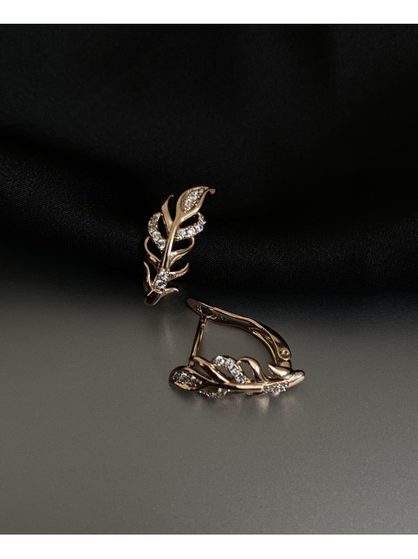 Сережки "Пір'їнки" англійський замок золотого кольору 31964