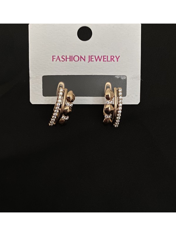 Сережки з маленькими камінчиками англійський замок золотого кольору. 31965