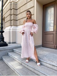 Довга муслінова сукня в квітку рожевого кольору 31981