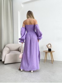 Довга муслінова сукня бузкового кольору 31984