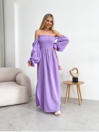 Довга муслінова сукня бузкового кольору 31984