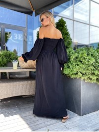 Довга муслінова сукня чорного кольору 31985