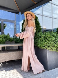 Довга муслінова сукня пудрового кольору 31986