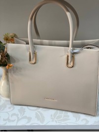 Ділова жіноча сумка із еко-шкіри бежевого кольору 31998