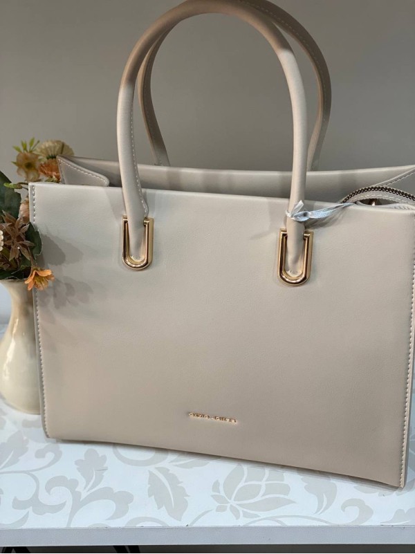 Ділова жіноча сумка із еко-шкіри бежевого кольору 31998