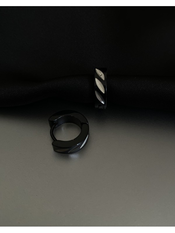 Сережки "Пелюстки" застібка - кільце чорного кольору 32011