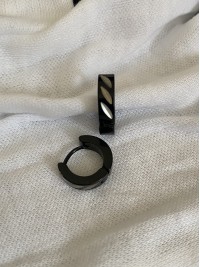 Сережки "Пелюстки" застібка - кільце чорного кольору 32011