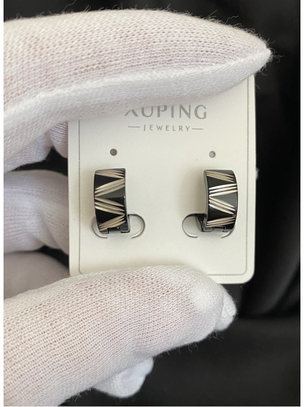 Сережки застібка - кільце чорного кольору 32013