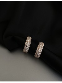 Сережки каблучки з камінцями круглий замок золотого кольору 32016