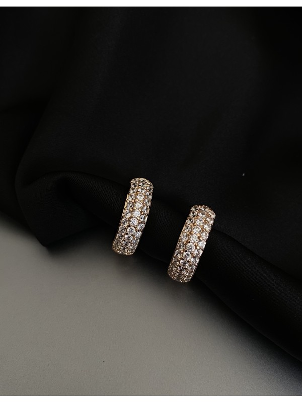 Сережки каблучки з камінцями круглий замок золотого кольору 32016