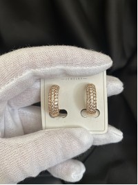 Сережки каблучки з камінцями круглий замок золотого кольору 32016