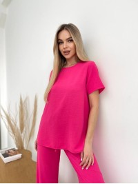 Жіночий прогулянковий костюм малинового кольору 32028