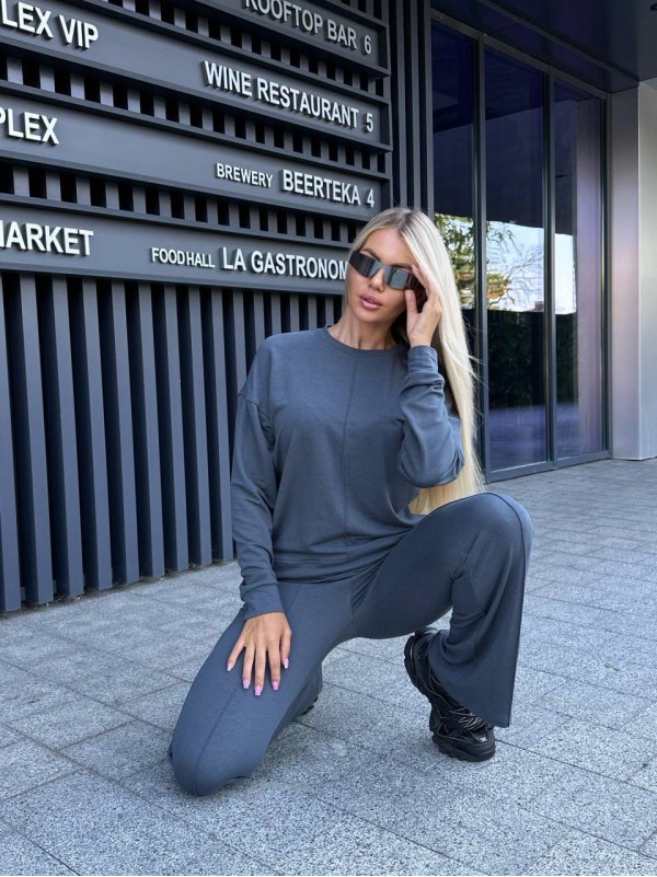 Жіночий повсякденний костюм графiтового кольору 32040