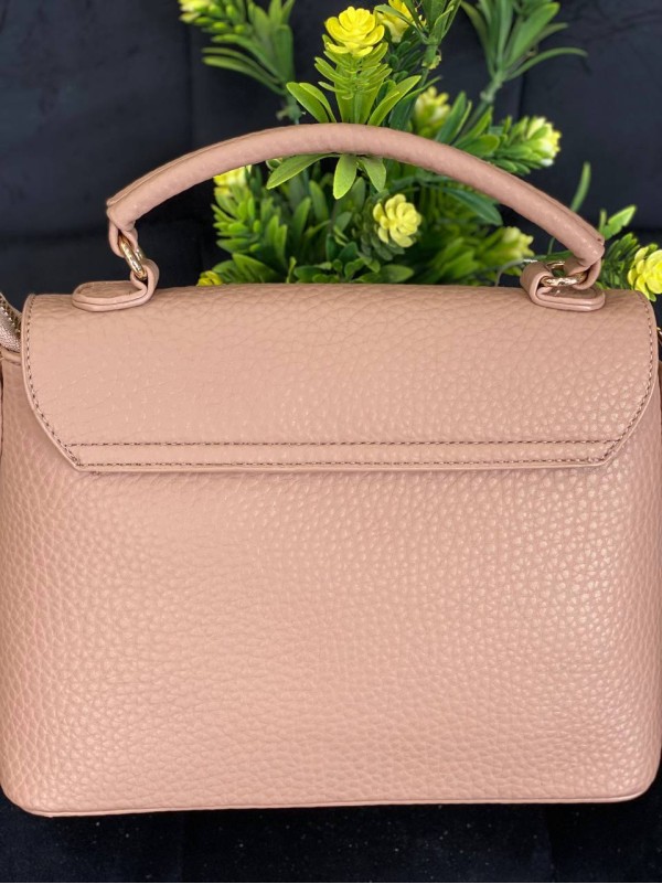 Жіноча сумка-портфель з пористої еко-шкіри пудрового кольору 32067
