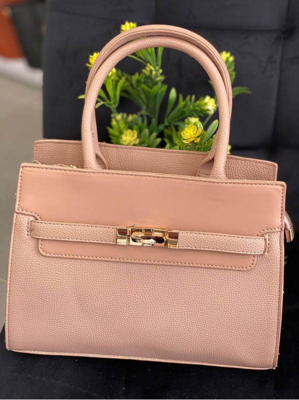 Жіноча дiлова сумка з пористої еко-шкіри пудрового кольору 32072