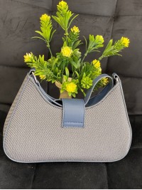 Маленька жіноча сумка-багет із еко-шкіри синього кольору 32079