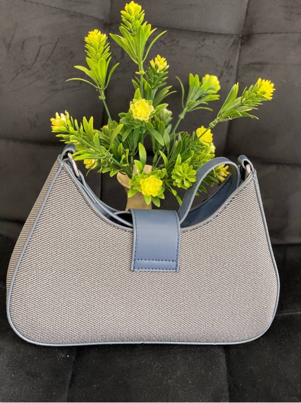 Маленька жіноча сумка-багет із еко-шкіри синього кольору 32079