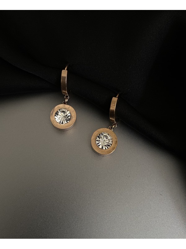 Сережки круглий замок золотого кольору 32081