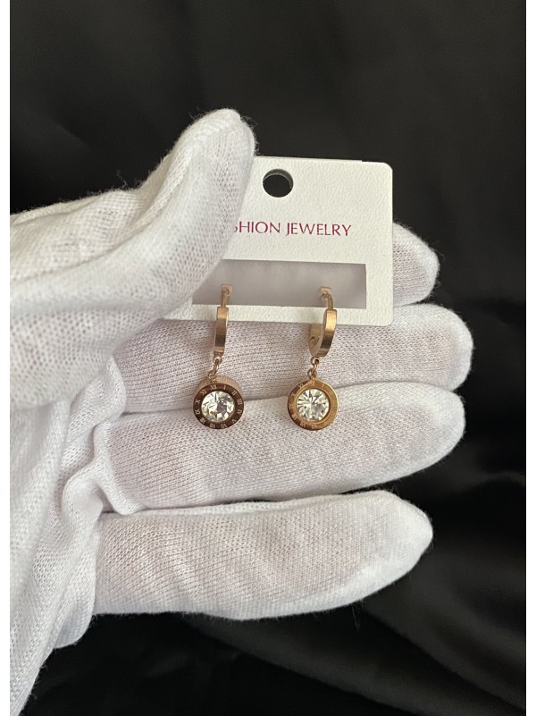 Сережки круглий замок золотого кольору 32081