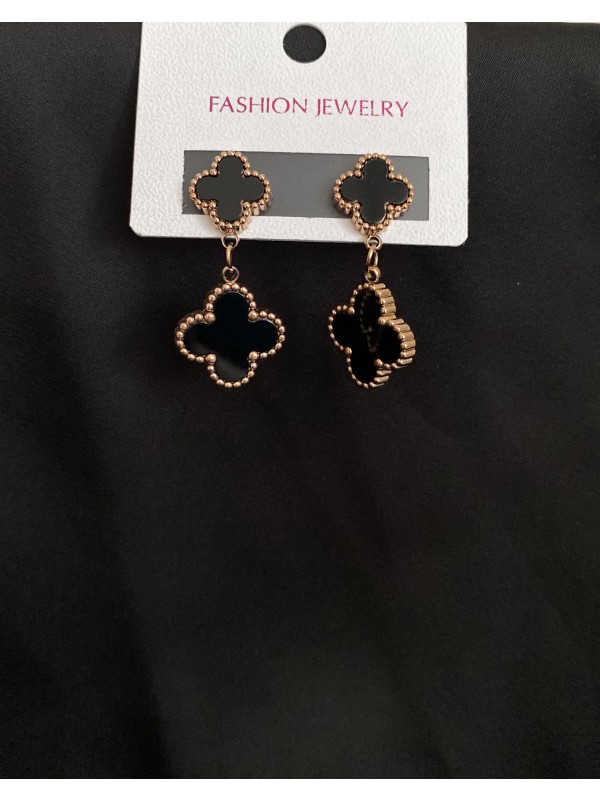 Сережки "Конюшина" штифтовий замок золотого кольору 32083