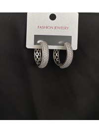 Сережки з камінчиками замок - кільце срібного кольору 32084