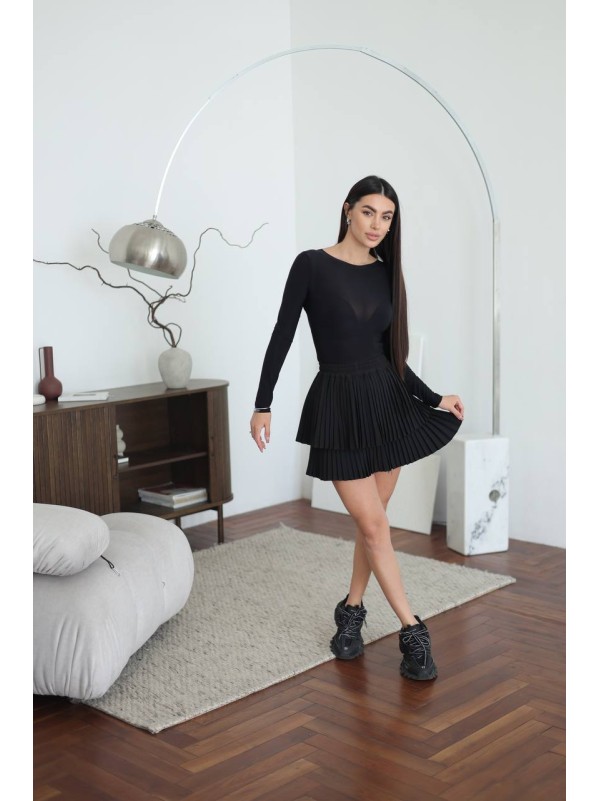 Легка спідниця-теніска чорного кольору 32095