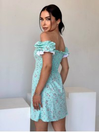 Коротка сукня з розрізом бiрюзового кольору 32098