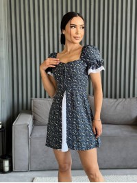 Коротка сукня з розрізом чорно-бiлого кольору 32099