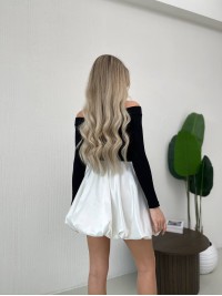 Коротка спідниця-балон білого кольору 32100