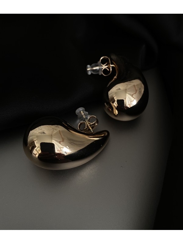 Сережки "Сльоза" штифтовий замок золотого кольору 32118