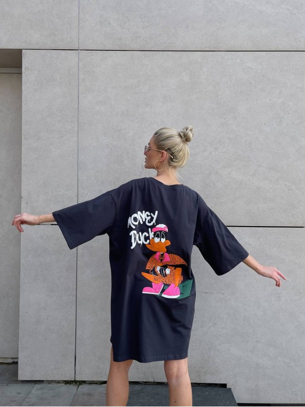 Легка сукня-футболка з малюнком графітового кольору 32123