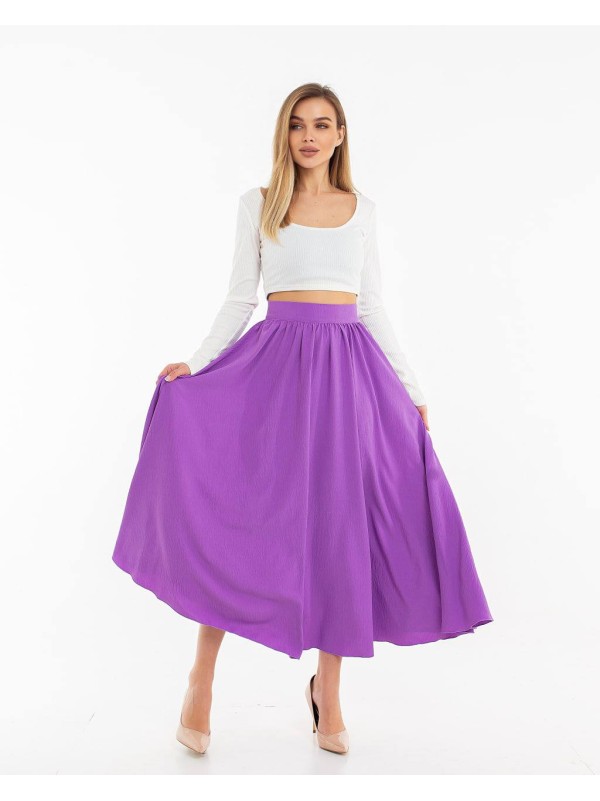 Жіноча легка спідниця міді фіолетового кольору 32130
