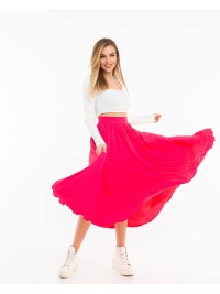 Жіноча легка спідниця міді малинового кольору 32131