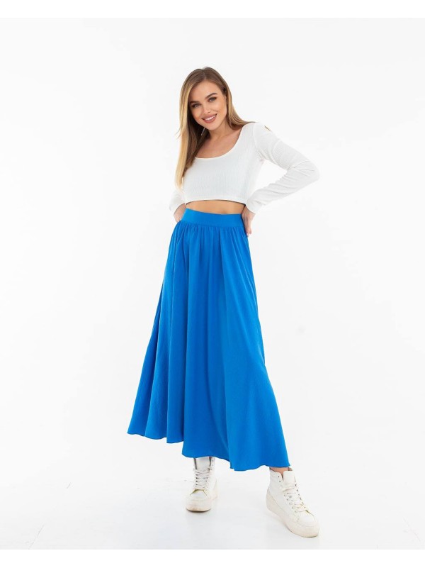 Жіноча легка спідниця міді синього кольору 32132