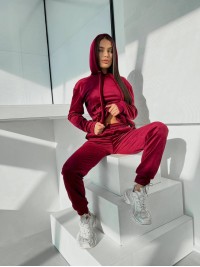 Спортивний велюровий костюм бордового кольору 32189