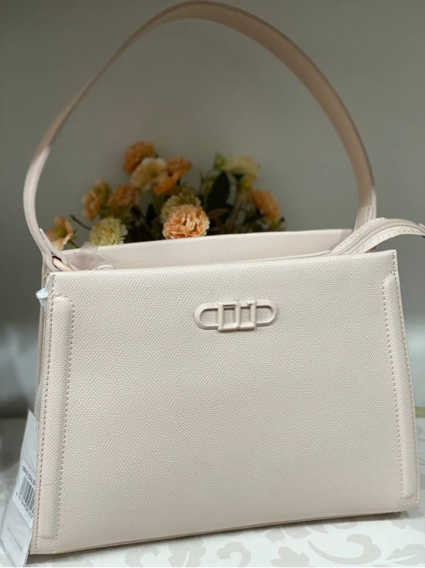 Жіноча класична сумка з еко-шкіри молочного кольору 32191