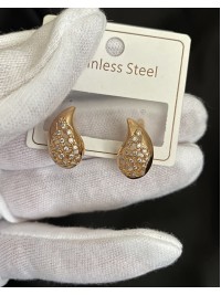 Сережки "Кристальні сльози" англійський замок золотого кольору 32210