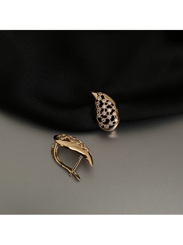 Сережки "Кристальні сльози" англійський замок золотого кольору 32210