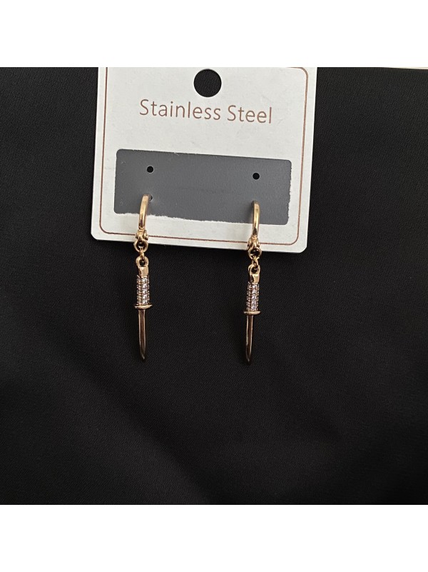 Сережки ножі круглий замок золотого кольору 32212