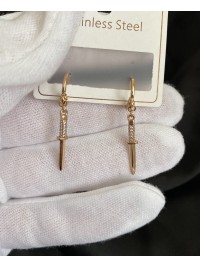 Сережки ножі круглий замок золотого кольору 32212