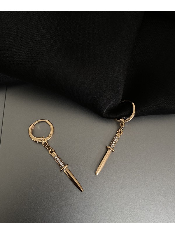 Сережки ножі круглий замок золотого кольору 32212