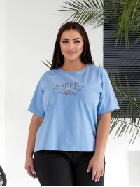 Жіночий костюм брюки+футболка блакитного кольору 32223