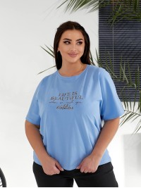 Жіночий костюм брюки+футболка блакитного кольору 32223