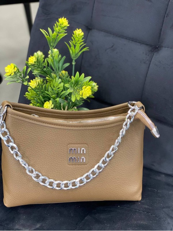 Жіноча сумка через плече із еко-шкіри коричневого кольору 32241