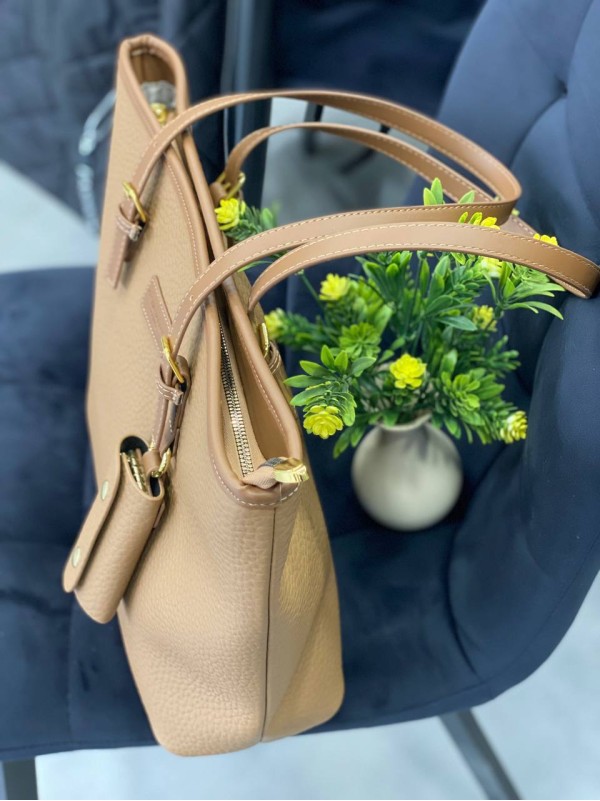 Жіноча базова сумка з еко-шкіри кавового кольору 32247