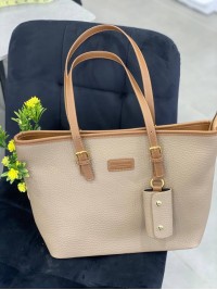 Жіноча базова сумка з еко-шкіри бежевого кольору 32249